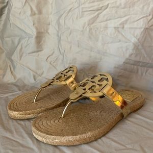 Tory Burch Miller Espadrille Sandal, Gold (7)